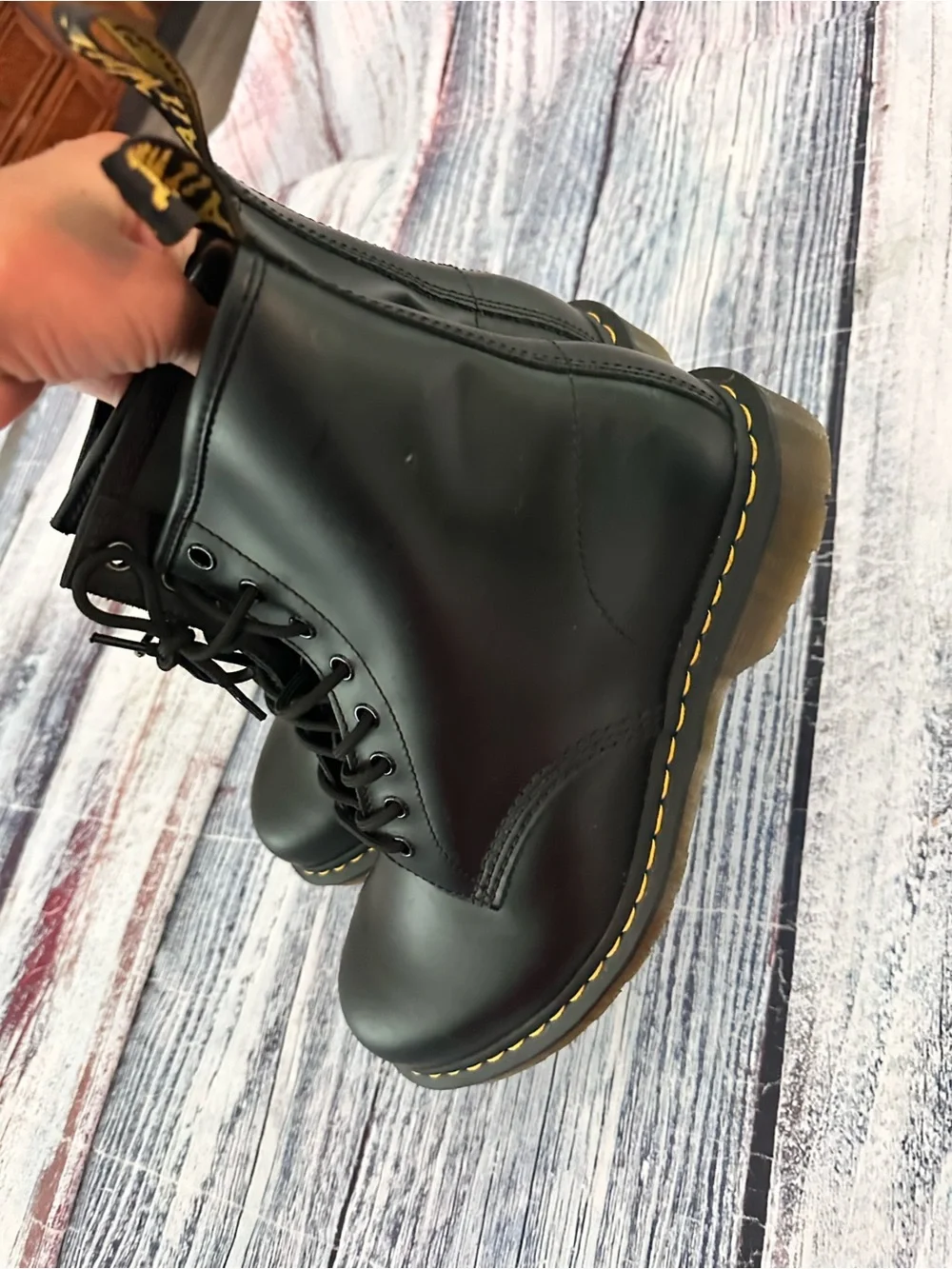 Dr. Marten 1460 Classic Smooth Black Leather Lace Up Boots $180